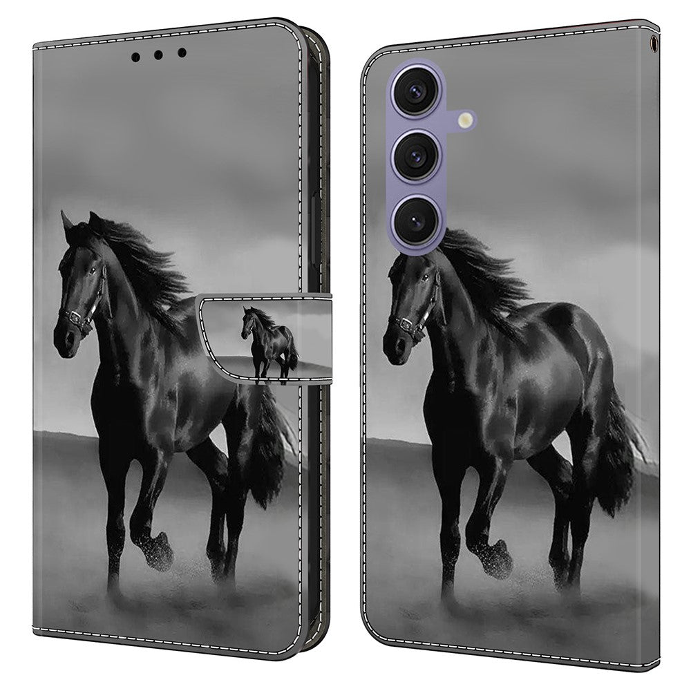 For Samsung Galaxy S25 Case Magnetic Clasp 3D Pattern Leather Wallet Phone Cover