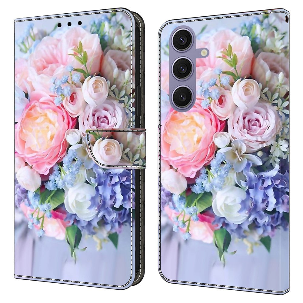 For Samsung Galaxy S25 Case Magnetic Clasp 3D Pattern Leather Wallet Phone Cover