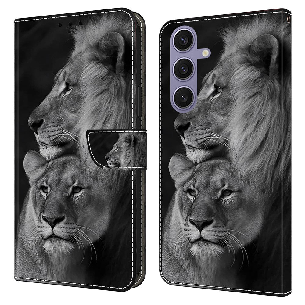 For Samsung Galaxy S25 Case Magnetic Clasp 3D Pattern Leather Wallet Phone Cover