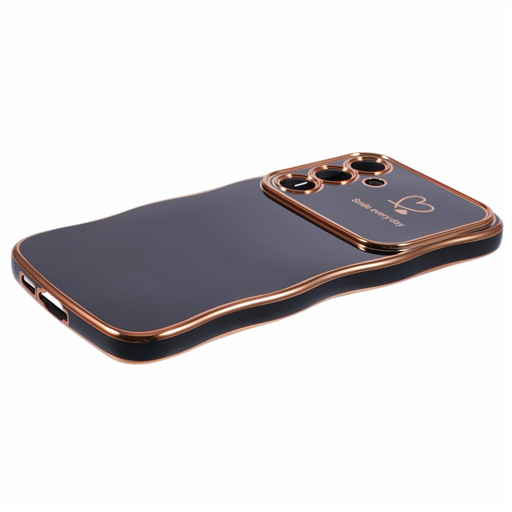Til Samsung Galaxy S25+ Cover Hjerter TPU Telefoncover Krøllet Bølge Ramme Stort Vindue