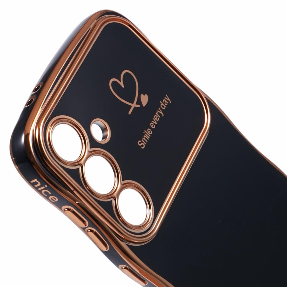 Til Samsung Galaxy S25+ Cover Hjerter TPU Telefoncover Krøllet Bølge Ramme Stort Vindue