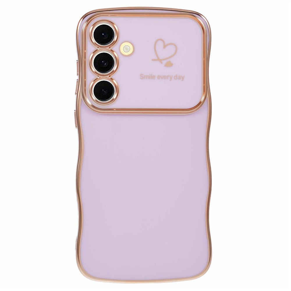 Til Samsung Galaxy S25+ Cover Hjerter TPU Telefoncover Krøllet Bølge Ramme Stort Vindue