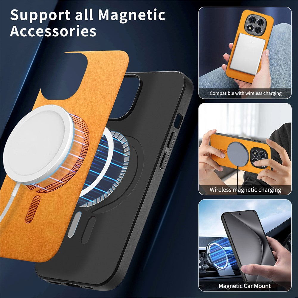 For Xiaomi Redmi Note 14 Pro+ 5G Leather Back Magnetic Case Skin-Touch Phone Cover