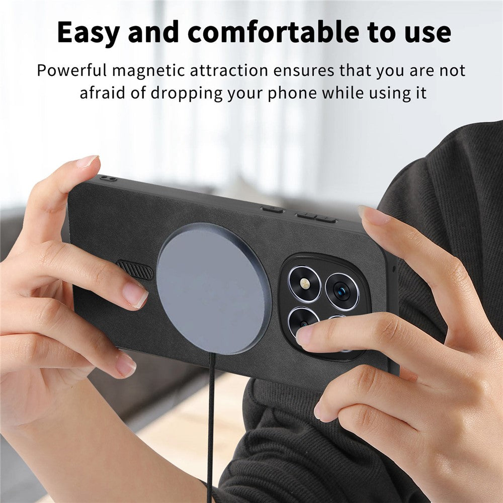 For Xiaomi Redmi Note 14 Pro+ 5G Leather Back Magnetic Case Skin-Touch Phone Cover