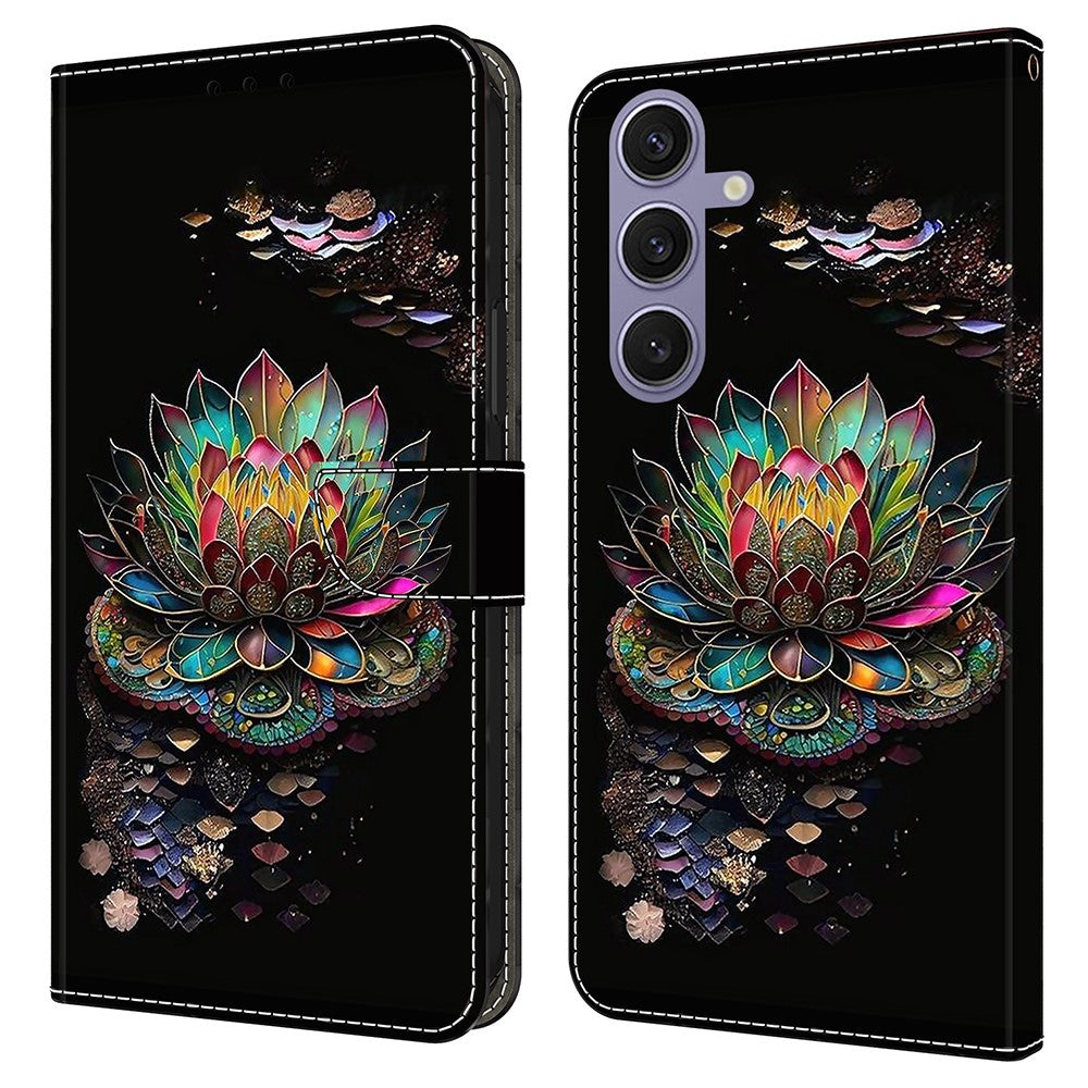 Til Samsung Galaxy S25+ Cover med mønstertryk Beskyttende Cover TPU+PU Læder Flip Telefoncover