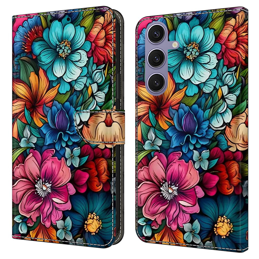 Til Samsung Galaxy S25+ Cover med mønstertryk Beskyttende Cover TPU+PU Læder Flip Telefoncover