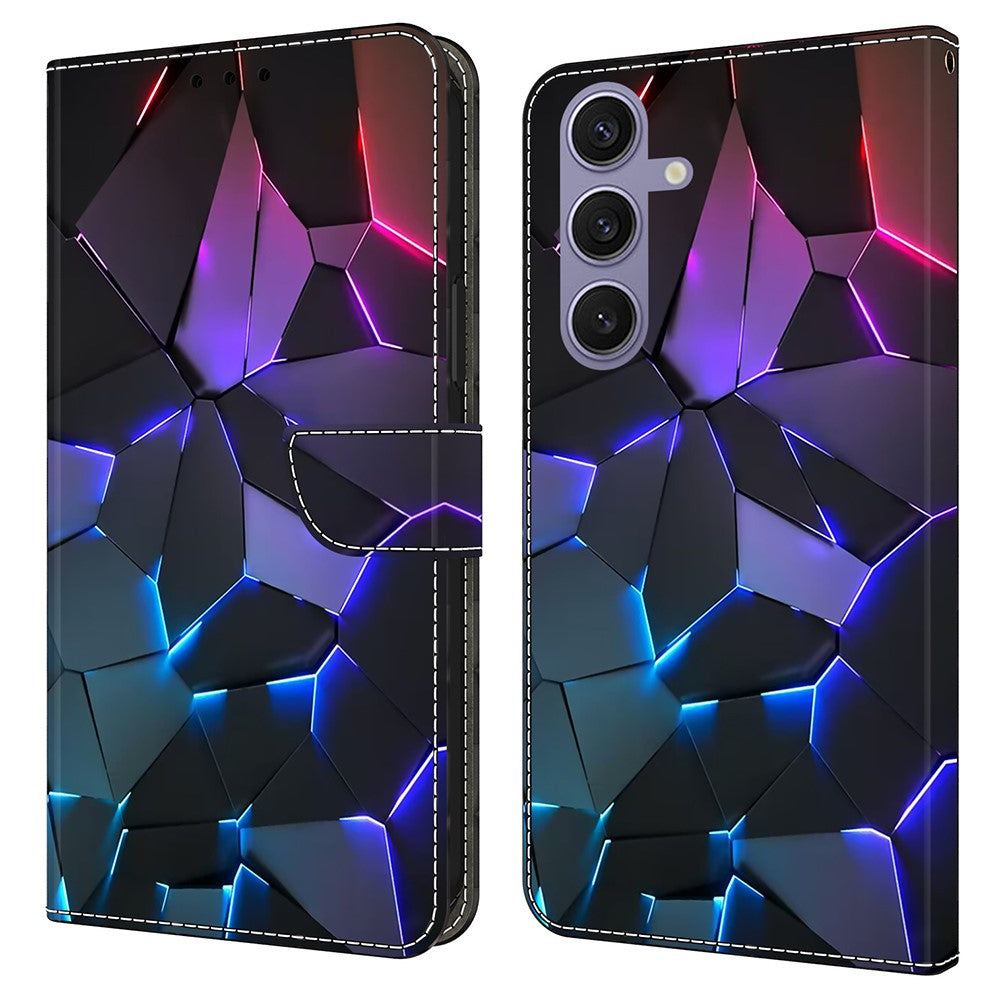 Til Samsung Galaxy S25+ Cover med mønstertryk Beskyttende Cover TPU+PU Læder Flip Telefoncover
