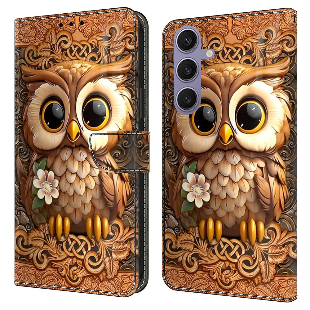 Til Samsung Galaxy S25+ Cover med mønstertryk Beskyttende Cover TPU+PU Læder Flip Telefoncover