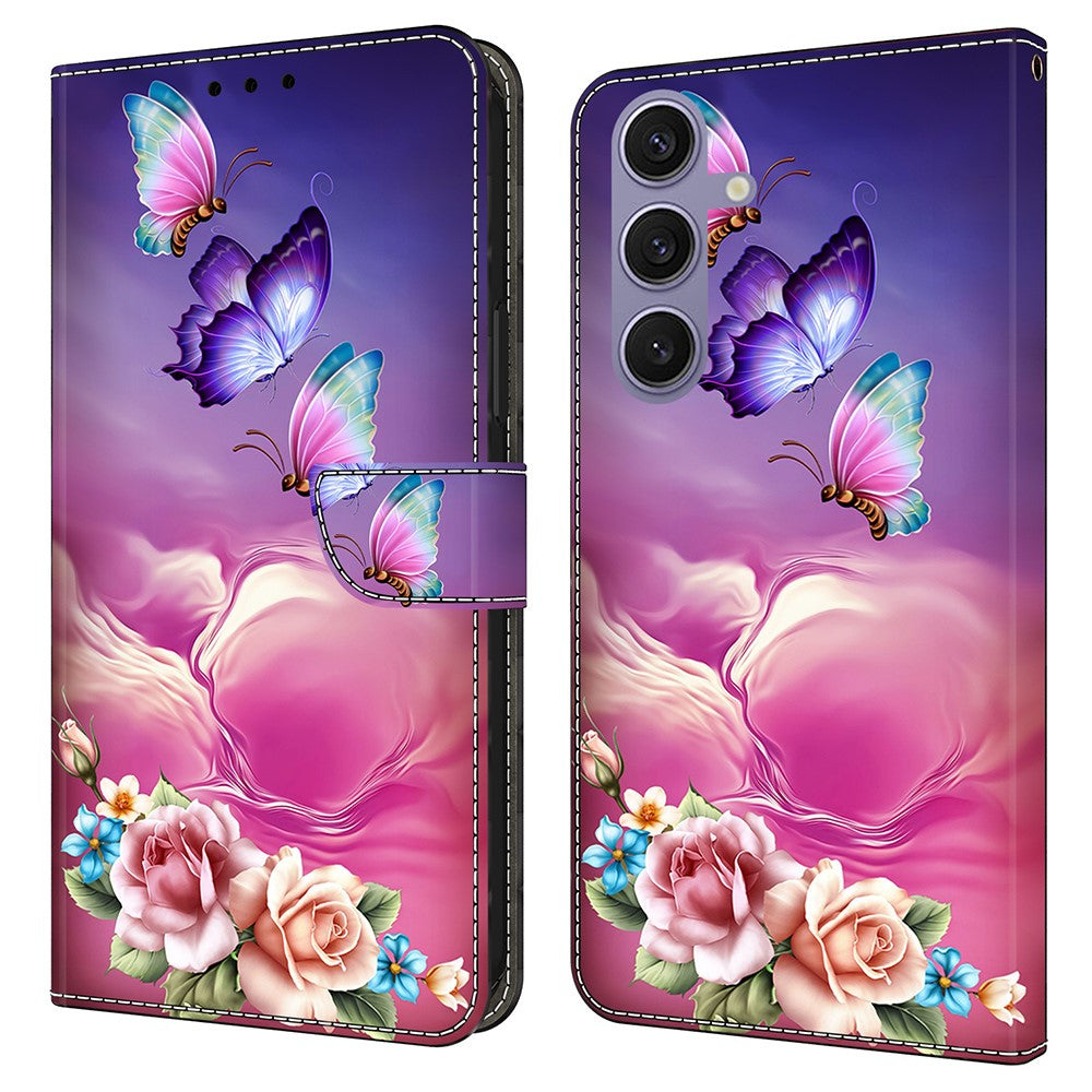 Til Samsung Galaxy S25+ Cover med mønstertryk Beskyttende Cover TPU+PU Læder Flip Telefoncover
