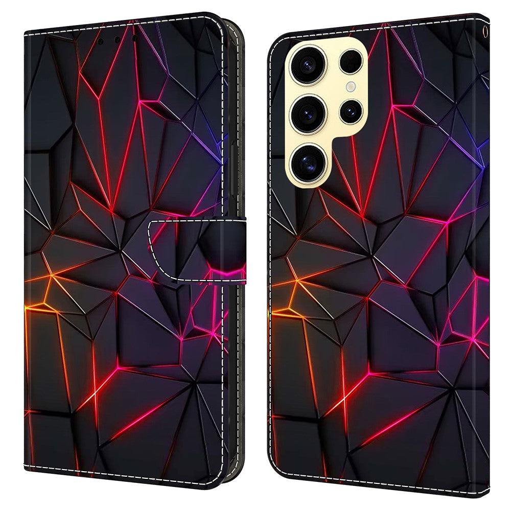 For Samsung Galaxy S25 Ultra Case Pattern Printed Protective Cover TPU+PU Leather Flip Phone Case