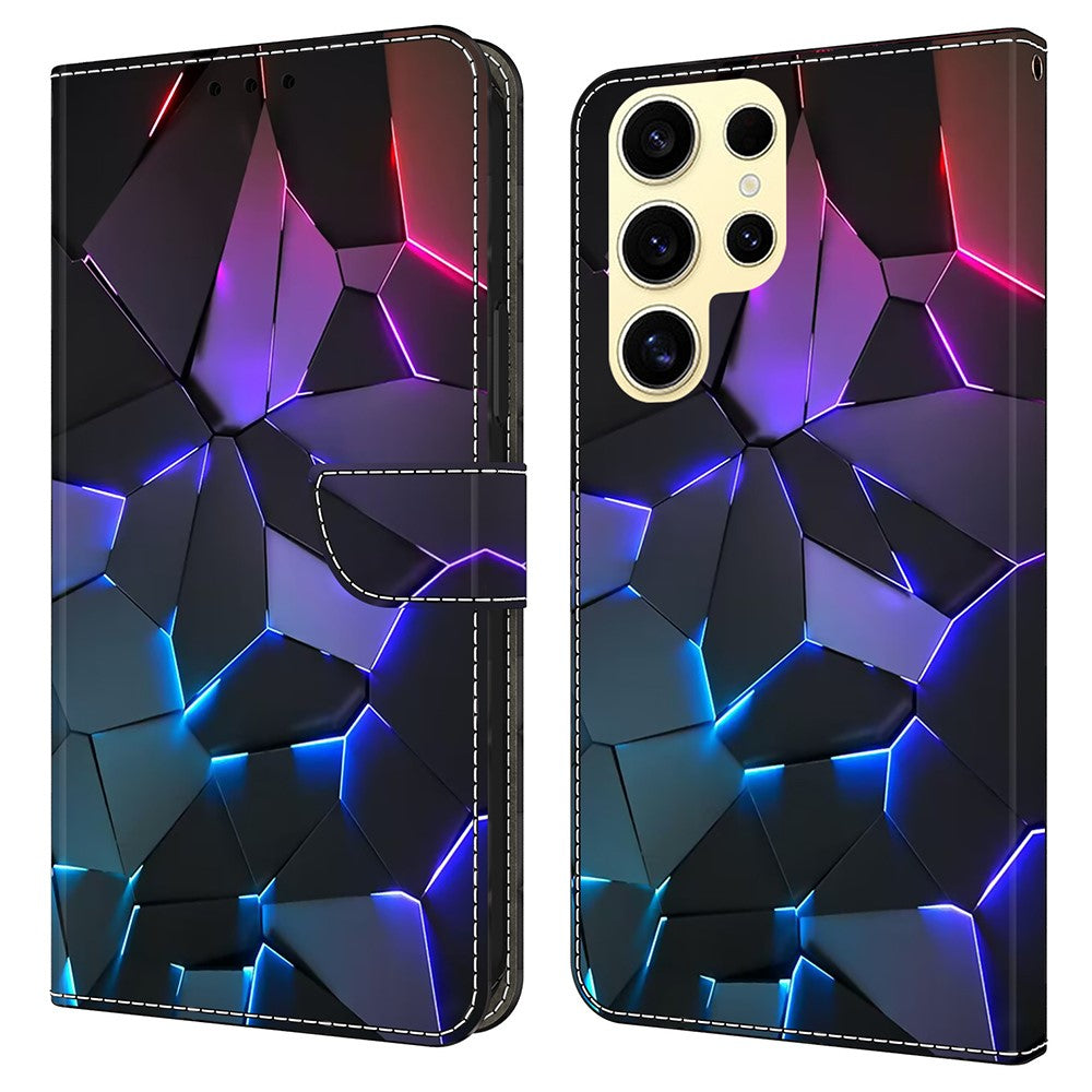 For Samsung Galaxy S25 Ultra Case Pattern Printed Protective Cover TPU+PU Leather Flip Phone Case