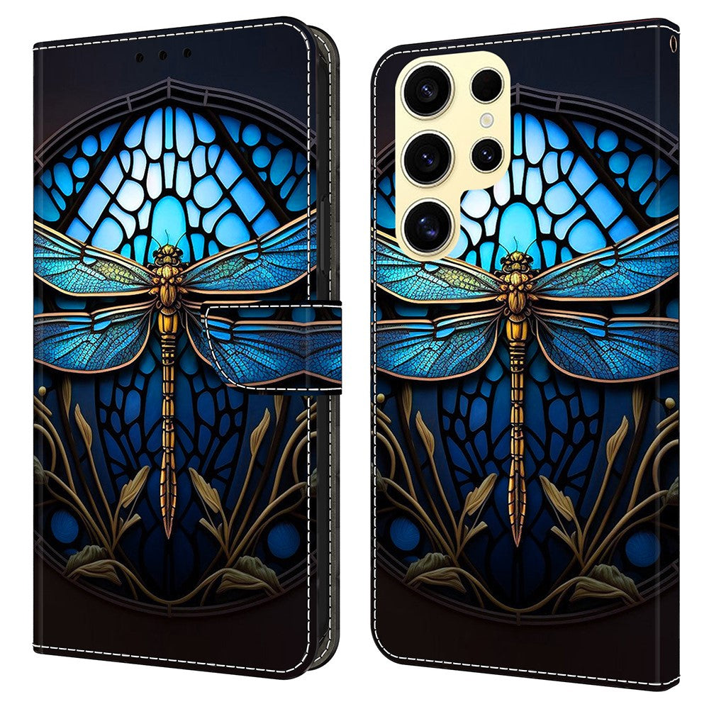 For Samsung Galaxy S25 Ultra Case Pattern Printed Protective Cover TPU+PU Leather Flip Phone Case