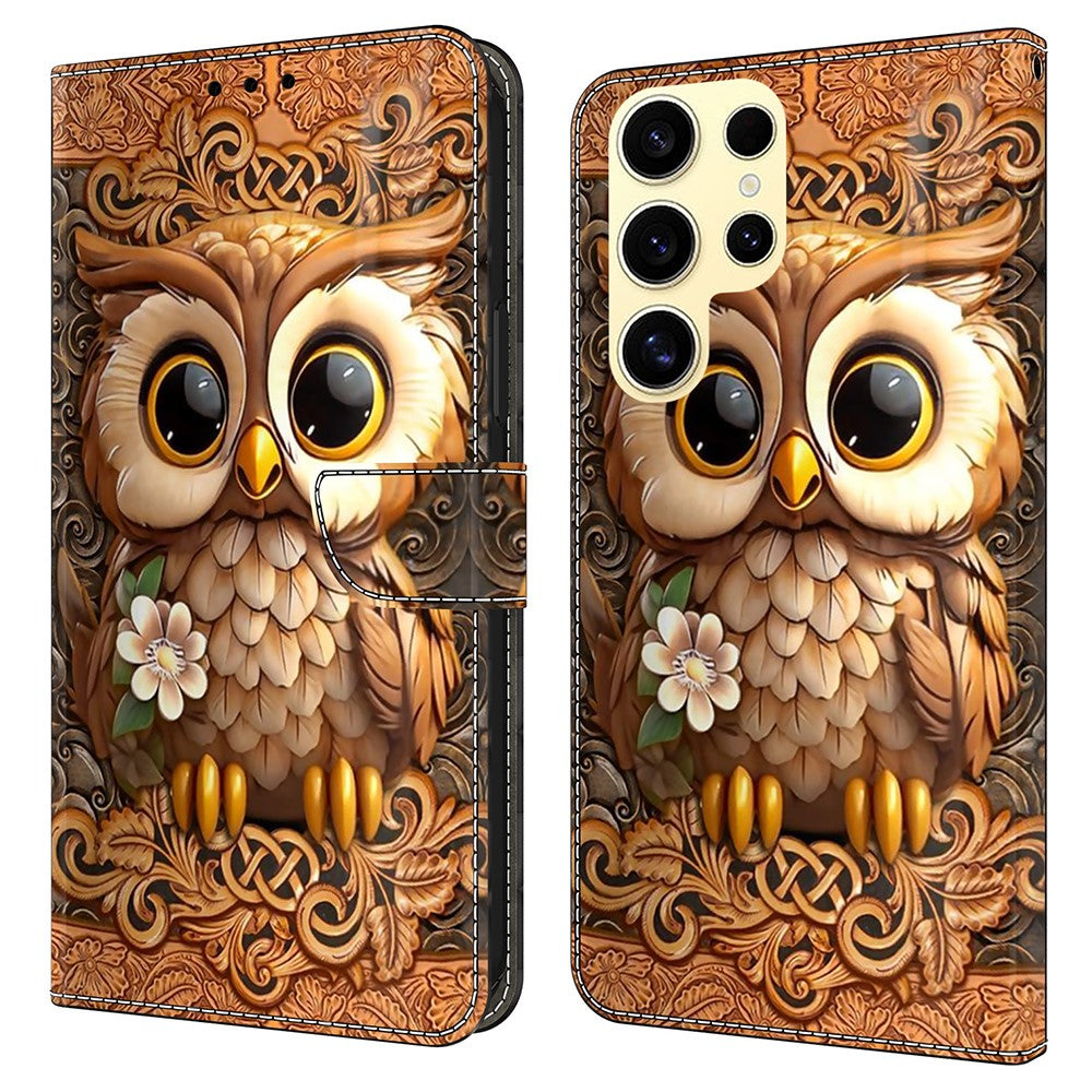 For Samsung Galaxy S25 Ultra Case Pattern Printed Protective Cover TPU+PU Leather Flip Phone Case