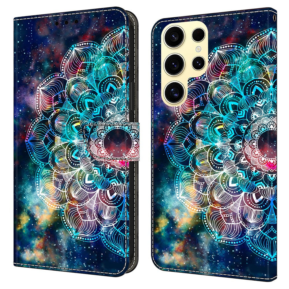 For Samsung Galaxy S25 Ultra Case Pattern Printed Protective Cover TPU+PU Leather Flip Phone Case