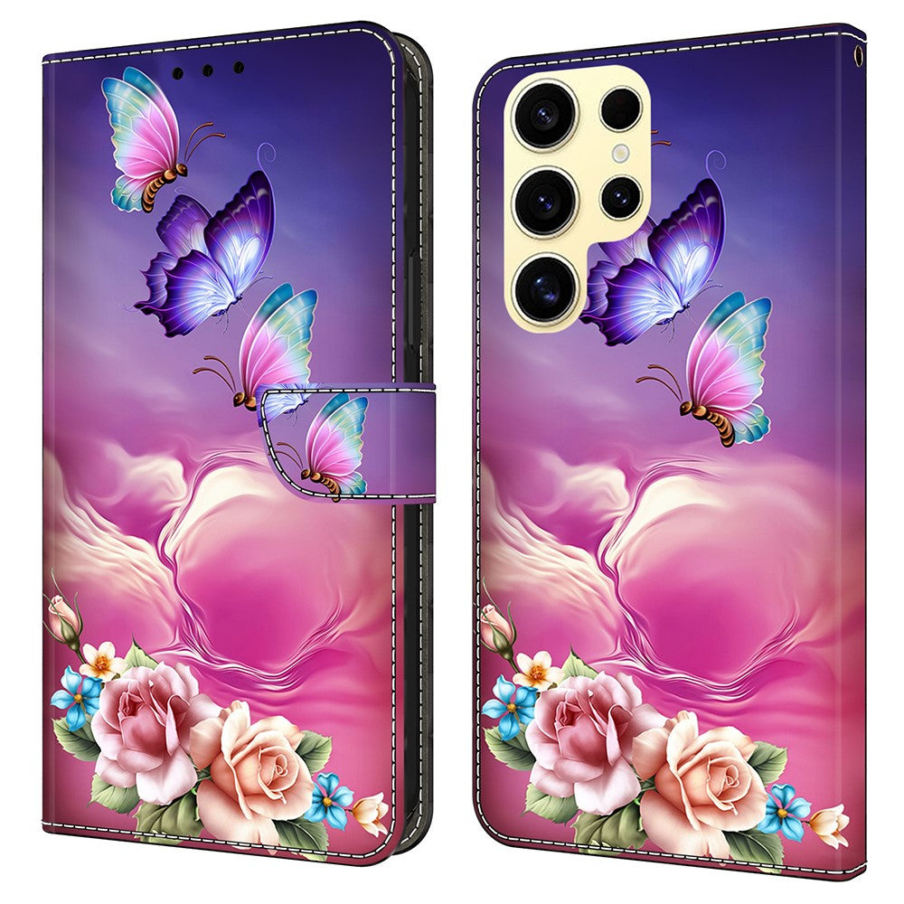 For Samsung Galaxy S25 Ultra Case Pattern Printed Protective Cover TPU+PU Leather Flip Phone Case