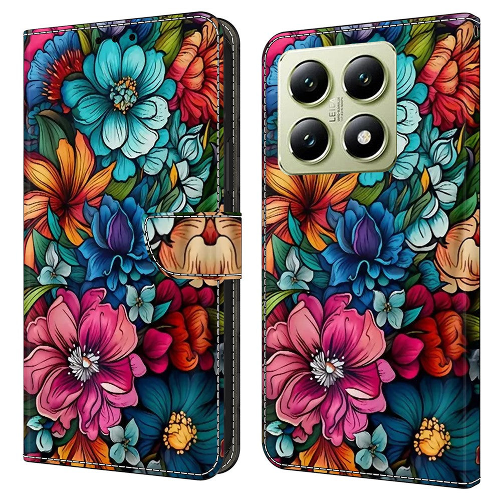 For Xiaomi 14T Case Pattern Printed Protective Cover TPU+PU Leather Flip Phone Case