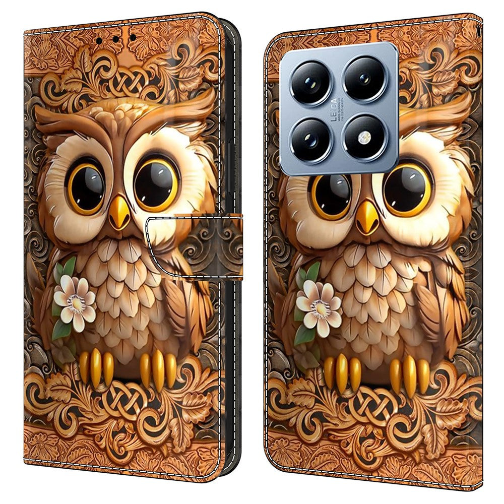 For Xiaomi 14T Pro Case Pattern Printed Protective Cover TPU+PU Leather Flip Phone Case