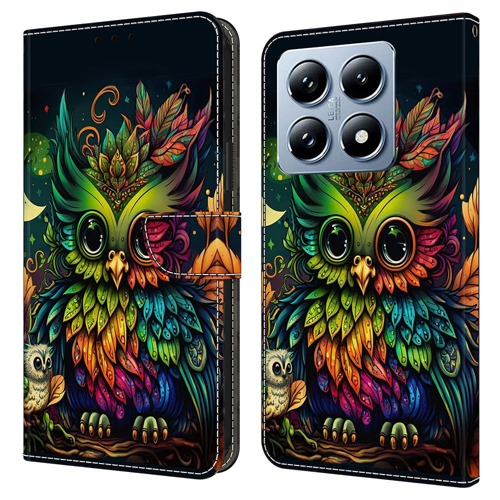 For Xiaomi 14T Pro Case Pattern Printed Protective Cover TPU+PU Leather Flip Phone Case