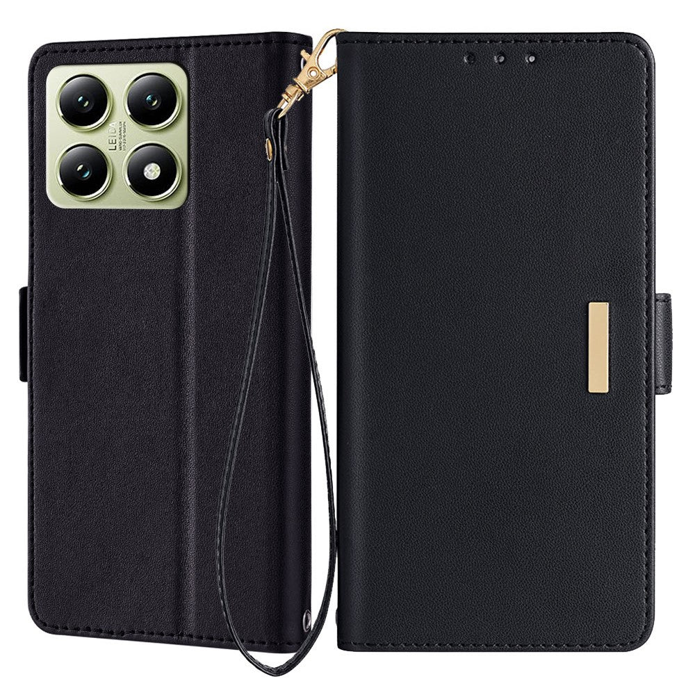 For Xiaomi 14T Leather Wallet Case RFID Blocking Stand Cover with Hand Strap