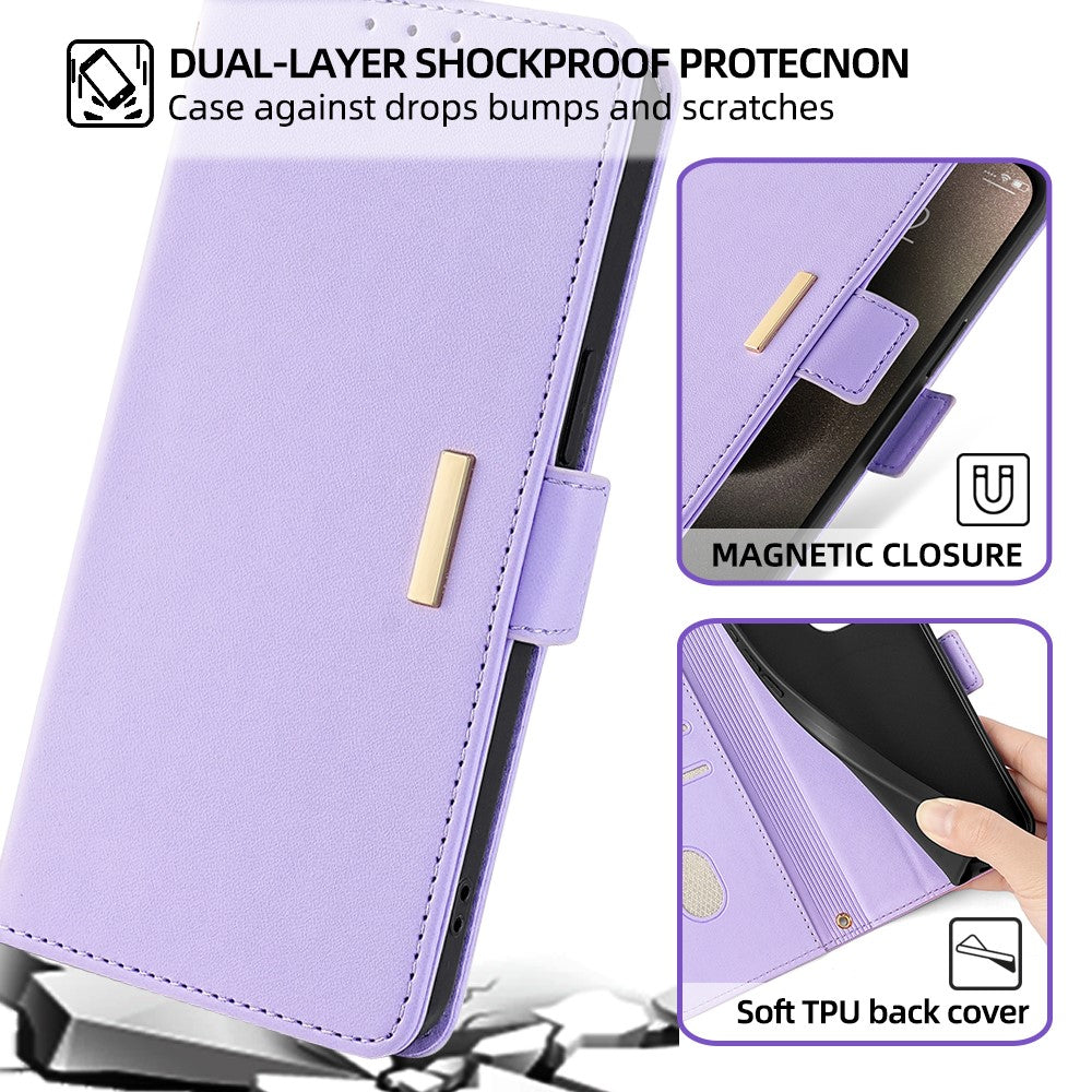 For Xiaomi Redmi Note 14 Pro 5G / Poco X7 5G Leather Wallet Case RFID Blocking Stand Cover with Hand Strap