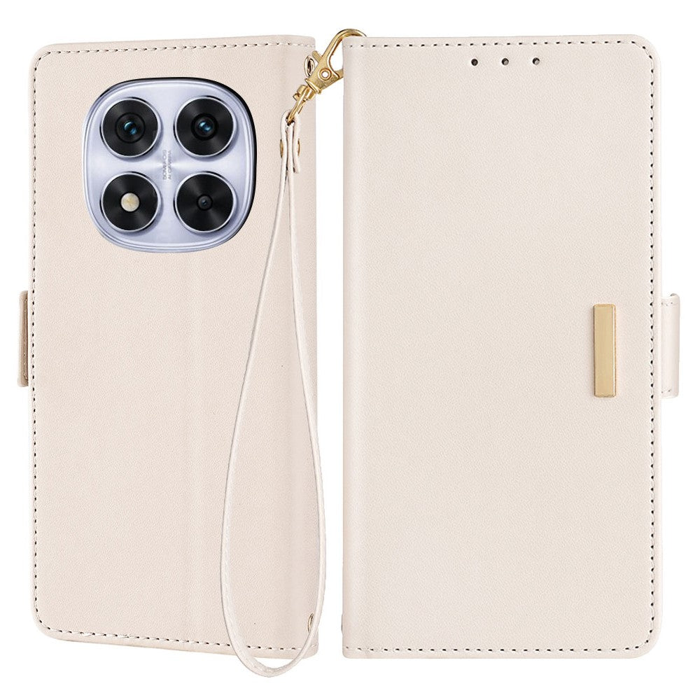 For Xiaomi Redmi Note 14 Pro 5G / Poco X7 5G Leather Wallet Case RFID Blocking Stand Cover with Hand Strap