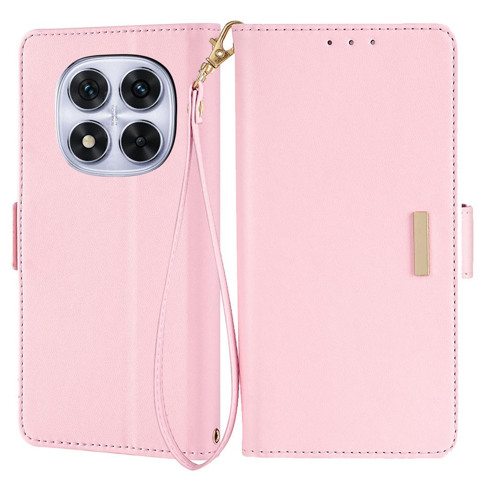 For Xiaomi Redmi Note 14 Pro 5G / Poco X7 5G Leather Wallet Case RFID Blocking Stand Cover with Hand Strap