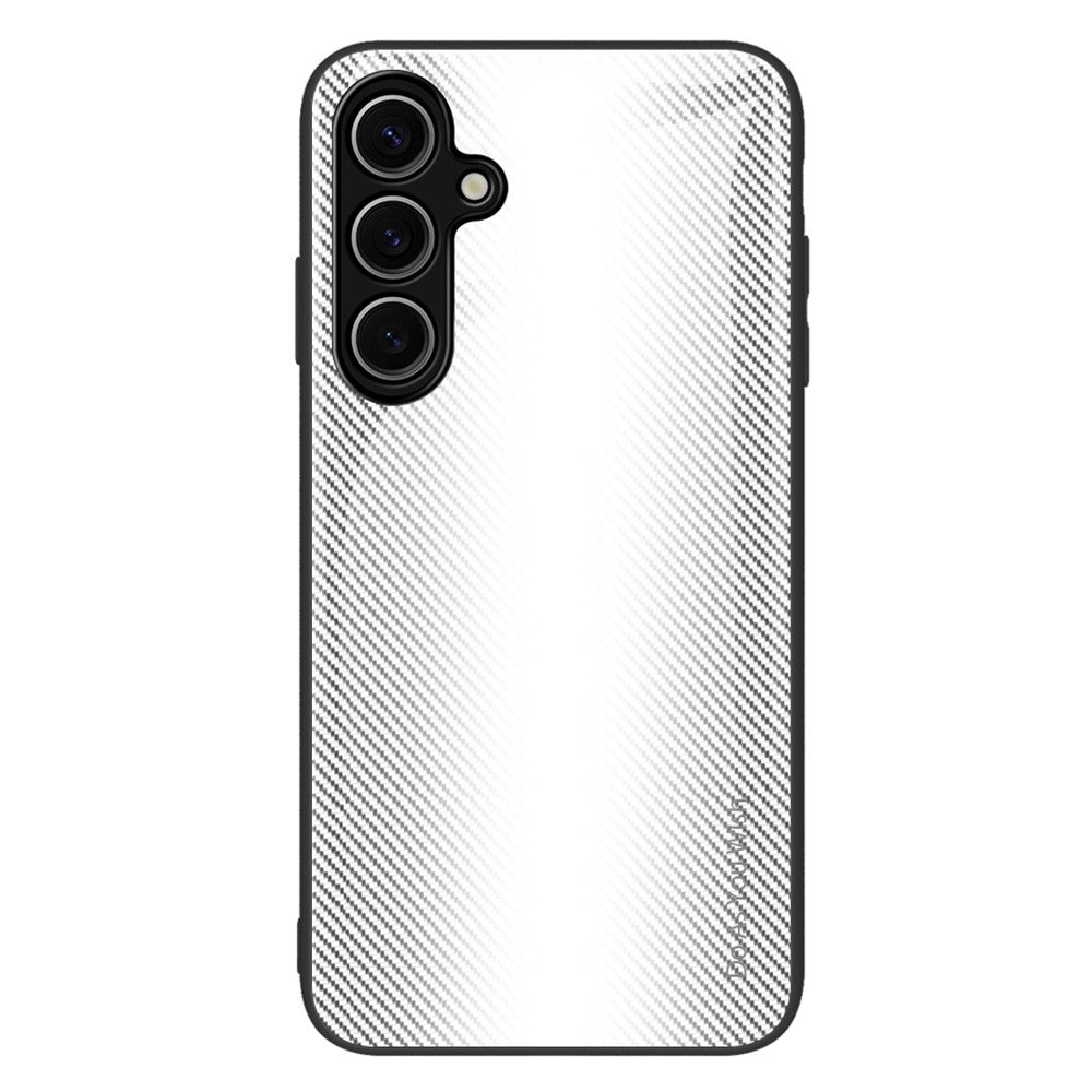 Samsung Galaxy S25-skal i kolfiberstruktur i härdat glas + TPU-fodral