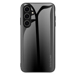 For Samsung Galaxy S25 Case Carbon Fiber Texture Tempered Glass+TPU Phone Cover