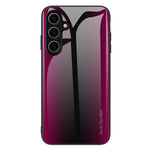For Samsung Galaxy S25 Case Carbon Fiber Texture Tempered Glass+TPU Phone Cover