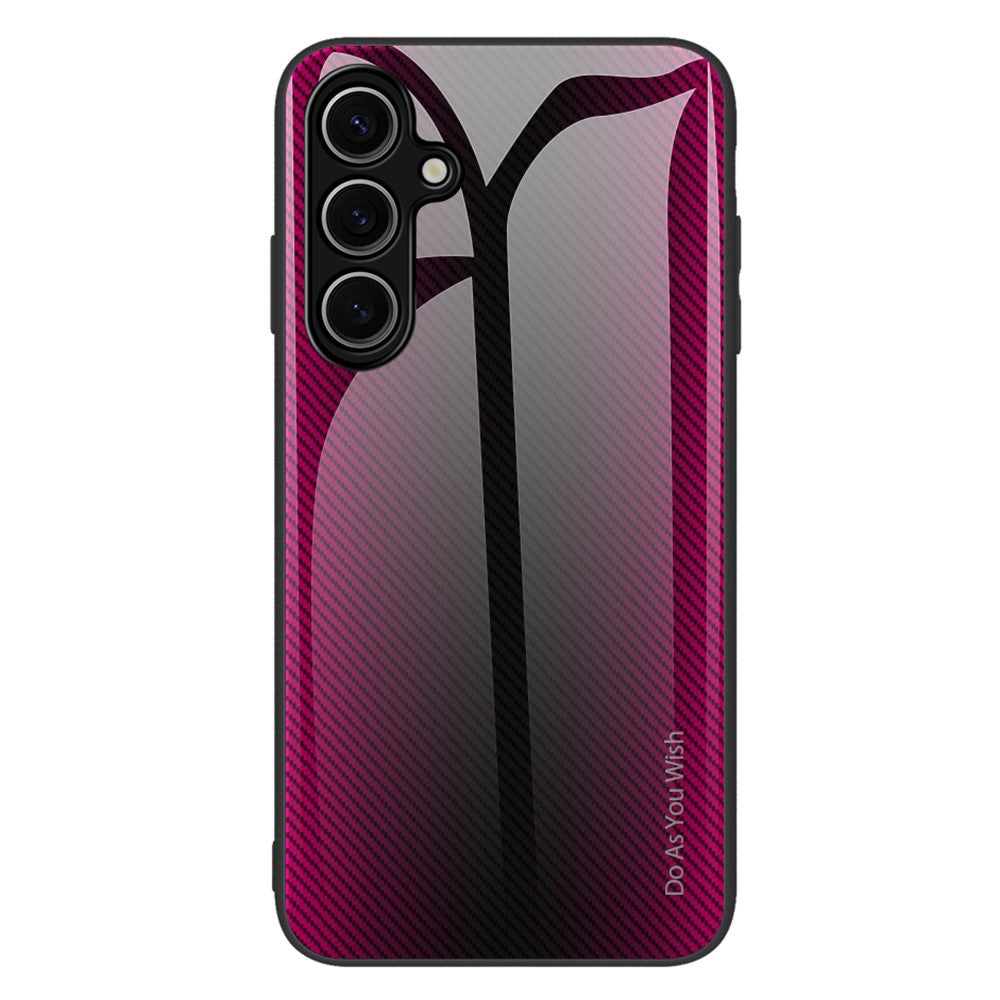 For Samsung Galaxy S25 Case Carbon Fiber Texture Tempered Glass+TPU Phone Cover