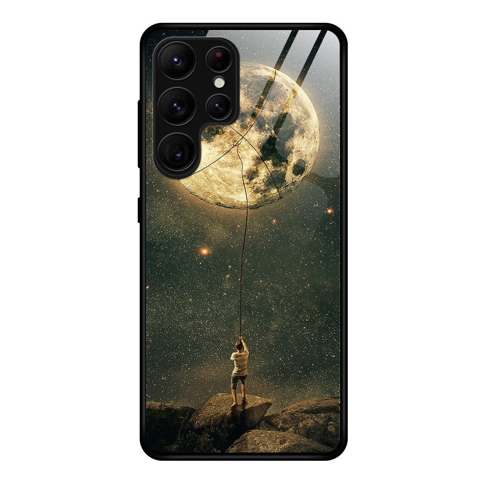 For Samsung Galaxy S25 Ultra Case Tempered Glass+PC+TPU Phone Protector Pattern Printing