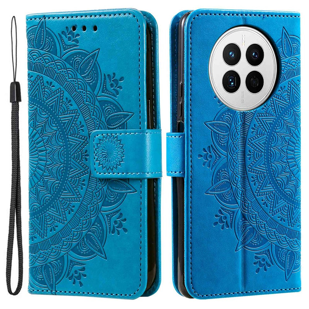 Drop-proof Phone Case For Huawei Mate 50 4G, Mandala Flower Pattern Imprinted PU Leather Anti-wear Flip Wallet Stand Cover