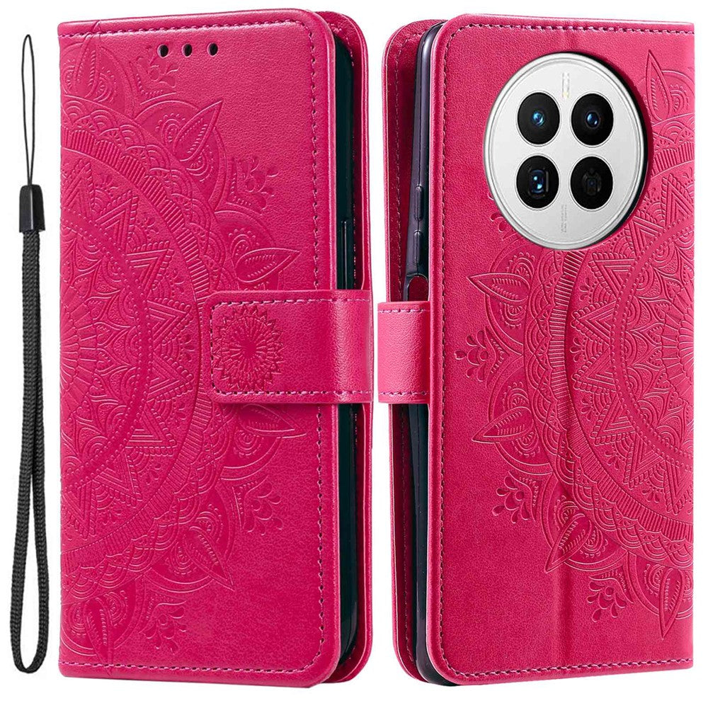 Drop-proof Phone Case For Huawei Mate 50 4G, Mandala Flower Pattern Imprinted PU Leather Anti-wear Flip Wallet Stand Cover