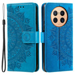 Anti-drop Cell Phone Cover For Huawei Mate 50 Pro 4G, Mandala Flower Pattern Imprinted PU Leather Flip Wallet Case Stand