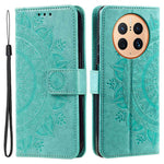 Anti-drop Cell Phone Cover For Huawei Mate 50 Pro 4G, Mandala Flower Pattern Imprinted PU Leather Flip Wallet Case Stand