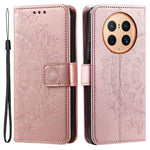 Anti-drop Cell Phone Cover For Huawei Mate 50 Pro 4G, Mandala Flower Pattern Imprinted PU Leather Flip Wallet Case Stand