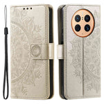 Anti-drop Cell Phone Cover For Huawei Mate 50 Pro 4G, Mandala Flower Pattern Imprinted PU Leather Flip Wallet Case Stand