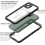 REDPEPPER Dot+ Series for iPhone 14 Plus IP68 Waterproof Clear Back Case Drop-proof Dust-proof Cover Compatible with Magsafe Charger
