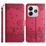 For Xiaomi Redmi Note 14 5G Case with Wrist Strap Leather Phone Cover Wall Cats Pattern