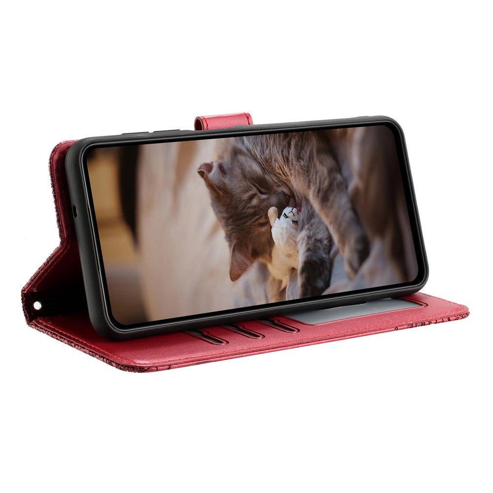 For Xiaomi Redmi Note 14 5G Case with Wrist Strap Leather Phone Cover Wall Cats Pattern