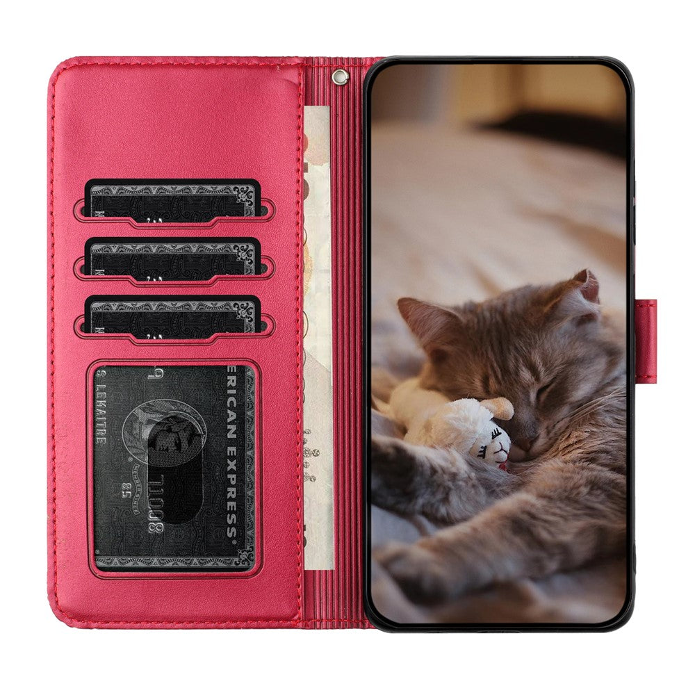 For Xiaomi Redmi Note 14 5G Case with Wrist Strap Leather Phone Cover Wall Cats Pattern