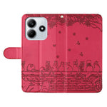 For Xiaomi Redmi Note 14 5G Case with Wrist Strap Leather Phone Cover Wall Cats Pattern