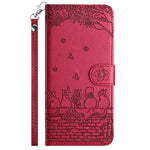 For Xiaomi Redmi Note 14 5G Case with Wrist Strap Leather Phone Cover Wall Cats Pattern