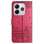 For Xiaomi Redmi Note 14 5G Case with Wrist Strap Leather Phone Cover Wall Cats Pattern