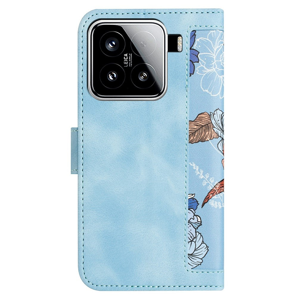 For Xiaomi 15 Case PU Leather Floral Phone Cover with Card Slots