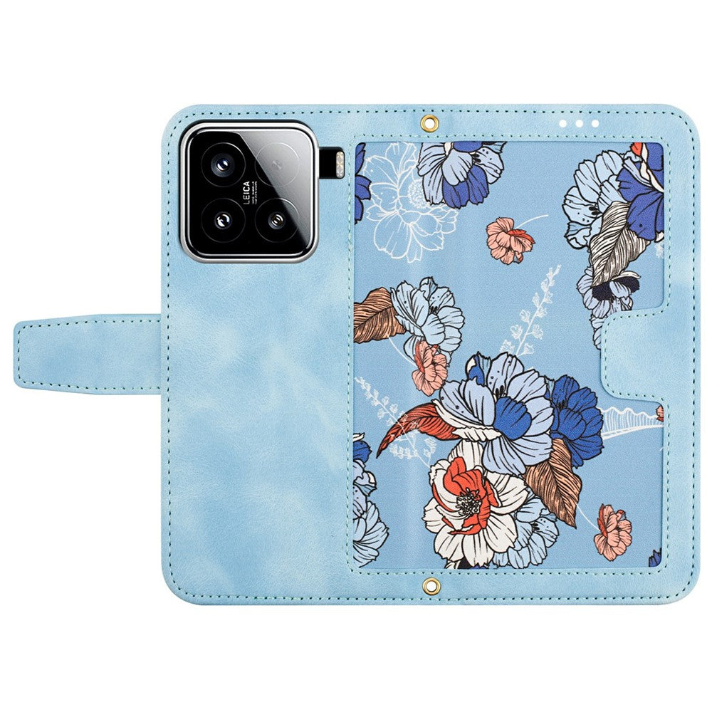 For Xiaomi 15 Case PU Leather Floral Phone Cover with Card Slots