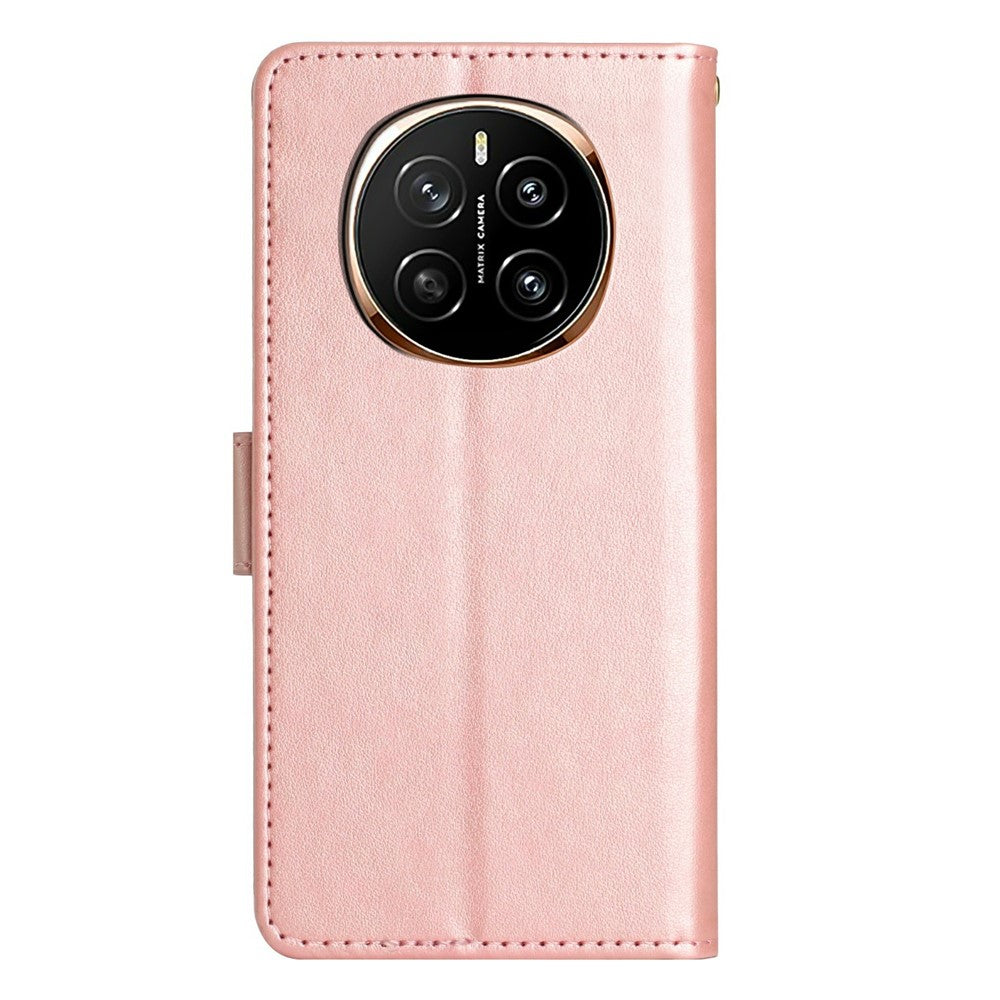 For Honor Magic7 5G Leather Wallet Case Butterfly Flower Imprinted Phone Cover with Strap