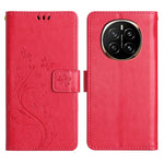 For Honor Magic7 5G Leather Wallet Case Butterfly Flower Imprinted Phone Cover with Strap