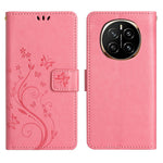 For Honor Magic7 5G Leather Wallet Case Butterfly Flower Imprinted Phone Cover with Strap