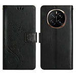 For Honor Magic7 5G Leather Wallet Case Butterfly Flower Imprinted Phone Cover with Strap